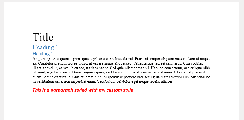 Custom styled report